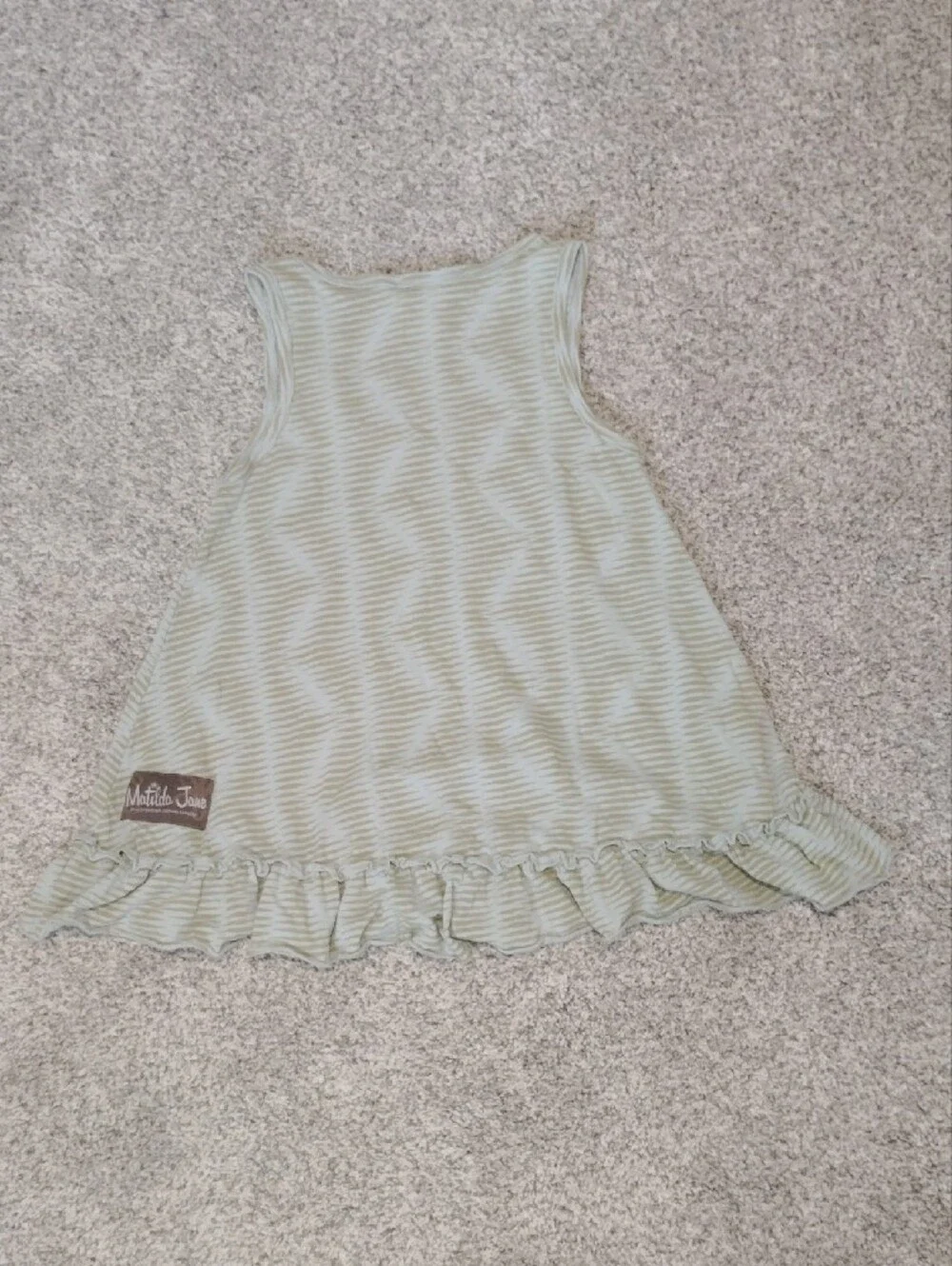 Matilda Jane Light Sage Striped Ruffle-Hem Tank Dress